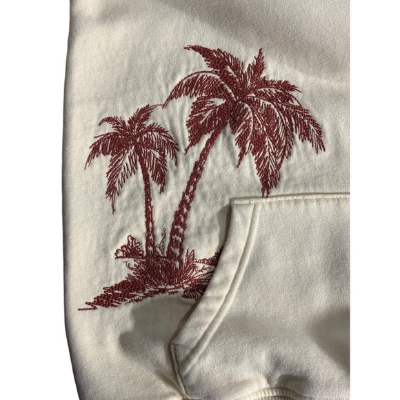 Abercrombie & Fitch Cream Palm Tree Embroidered Hoodie Sweatshirt Mens XS - Picture 9 of 12